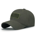 Gorra de béisbol táctica verde oliva con parche de la bandera de EE. UU. en el frente - Ajustable / Verde Militar