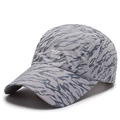 Breathable quick-dry baseball cap with gray tiger camo pattern and laser-cut side vents - Adjustable / Light Gray