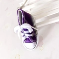 Creative purple canvas sneaker keychain with rubber sole and metal ring for bag pendant - Purple