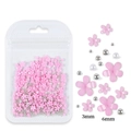 Fleurs en résine rose pour ongles avec perles argentées 3mm et 6mm pour manucure DIY - Fleur Rose avec Perle Argentée