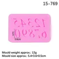 Roze siliconen cijfervorm 0-9 voor fondant decoratie, maat 5,4x3,6x0,5cm - 2# Cijfers 0-9 / Roze