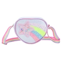 Glittery heart-shaped kids crossbody bag with shiny stars and rainbow strap - AB White