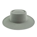 Sombrero boater clásico de fieltro de lana gris-verde con ala ancha para el otoño - M (56-58cm) / Gris