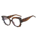 Irregular tortoise shell oversized sunglasses with jagged cat eye frame design - Tortoise Frame Clear Lens