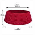 Detailed dimensions of red knit Christmas tree skirt with textured pattern and braided trim - 71cm (Bottom Diameter) / Red