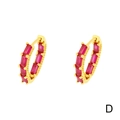 18K gold plated hoop earrings featuring rectangle red cubic zirconia inlay - Red Zirconia