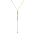 Elegant gold-plated Y-shaped necklace featuring five round clear cubic zirconia stones - Single Layer Gold 6
