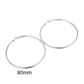 Chic 80mm stainless steel oversized hoop earrings in polished silver finish for women - 80mm