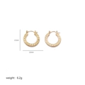 Detailed view of irregular gold-plated hoop earrings with Greek key pattern and dimensions - Greek Key (A0177J)
