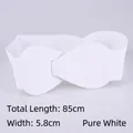 White elastic waist belt for women with 5.8cm width and 85cm length drop buckle - 85cm Extended / White