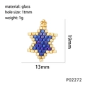 Handmade hexagram beaded pendant with blue and gold glass beads, 19mm x 13mm size - Hexagram Shape / Dark Blue (Star)