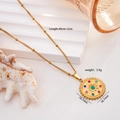 Collana a bussola in acciaio inossidabile dorato con strass colorati su ciondolo tondo - TG 2560-Disco Rotondo con Strass Colorati / Oro