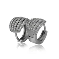 Gunmetal hoop earrings with four rows of micro-pave white cubic zirconia stones - 24-Gunmetal Black Four Row Pave Wide Huggie / Gunmetal