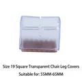 Square transparent silicone chair leg protector with brown felt pad for 55-65mm legs - No.19 Square