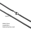 3mm wide stainless steel box chain necklace in black finish with lobster clasp, 60cm length - Box Chain / Black