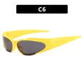 Y2K futuristic sports sunglasses featuring a bright yellow wrap frame and dark grey lenses - Bright Yellow