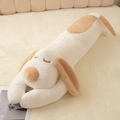 Coussin long en peluche chien de dessin animé beige et kaki pour le confort de maison - Blanc / 100cm (0,7kg)