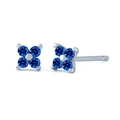 Elegant S925 silver stud earrings with blue cubic zirconia in a clover flower design - Royal Blue and Silver