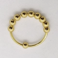 Fidget spinner ring with ten movable golden beads on a minimalist stainless steel band - Gold (Copper)