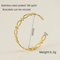 Adjustable 18K gold-plated stainless steel cuff bracelet featuring hollow cross links - Cross & Oval Ring Style (ZXG665)