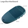 Deep blue thickened laundry washboard in durable plastic with grooved anti-slip design - Large / Blue