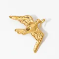 Elegant gold-plated flying peace dove brooch with polished mirror finish for women - Gold Peace Dove Style (KX021)
