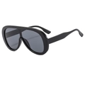 Fashionable oversized wrap sunglasses with thick black frame and dark grey lenses - Black Frame Black Grey Lens