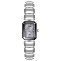 GEDI silver quartz watch with geometric faceted link strap and mother-of-pearl dial - Silver Grey Mother of Pearl