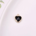 Colgante de cristal de corazón negro con borde de cobre dorado para hacer joyas - 6mm / Negro