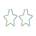 Orecchini a cerchio a stella in acciaio inossidabile arcobaleno stile streetwear - Iridescente
