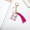 Colorful alphabet H keychain with hot pink tassel and gold clip for women bag decor - Letter H (With Tassel)