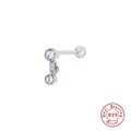 S925 sterling silver ear piercing stud featuring two sparkling round cubic zirconia stones - Style 12 (Single) - Double Stone
