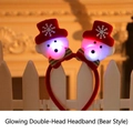 Light-up Christmas headband with white bears and red Santa hats in a festive style - LED Dual (Bear)