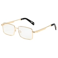 Classic gold square metal sunglasses with black eartips on a pure white background - Gold Frame Clear Lens
