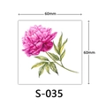 3D pink peony flower temporary tattoo sticker, model S-035, size 60mm x 60mm on white background - Pink Peony Green Leaf Style (S-035)