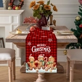 Christmas buffalo plaid table runner with gingerbread men and Merry Christmas text - Black and Red Plaid Gingerbread Man