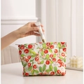Beauty case portatile con motivo a bacche rosse e chiusura a zip di sicurezza - Rosso