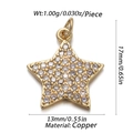 Golden star pendant with pavé zircon settings and dimensions on white background - CX143-3 (Gold Pave Zircon Star Pendant)