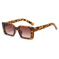 Retro square sunglasses featuring leopard print tortoise frames and brown gradient lenses - Tofu Pattern Frame Gradient Tea