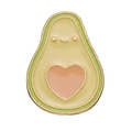 Badge en métal avocat avec noyau en cœur rose et design de visage souriant mignon - Style d'Avocat (XZ8746)