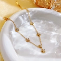 Minimalist 18k gold plated bracelet with star and round zircon charms and lobster clasp - Gold Pentagram Round Diamond Style (5168)