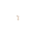 Detail of a golden heart arrow charm with white enamel finish and a top hanging loop - White Heart Arrow