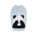 Hellblauer Hundestrickpullover mit flauschigem Pandamuster und Rippbündchen für kleine Hunde - S / Blau