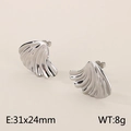 Irregular flower petal stud earrings in silver finish with sunburst texture - Style E (Shell Shape) / Silver