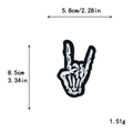 Rock hand skull embroidered patch for clothes with 8.5cm x 5.8cm size and weight details - 10645-Skull Bone Hand