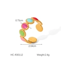Detail view of colorful enamel gold-plated ring with size and weight measurements - Oval Colorful Enamel Style (HC-R30112)
