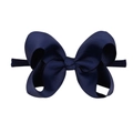 Dark blue bubble flower bow headband for kids made of textured nylon fabric - Dark Blue