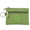 Mini nylon zipper coin purse in fruit green with a metal keychain and dual pockets - Fruit Green