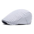 Classic grey and white gingham beret with a retro flat cap design for a vintage look - Grey Grid