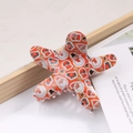 Starfish hair claw with Christmas patterns featuring Santa Claus and snowman motifs - Orange Snowman (C15-3-11)